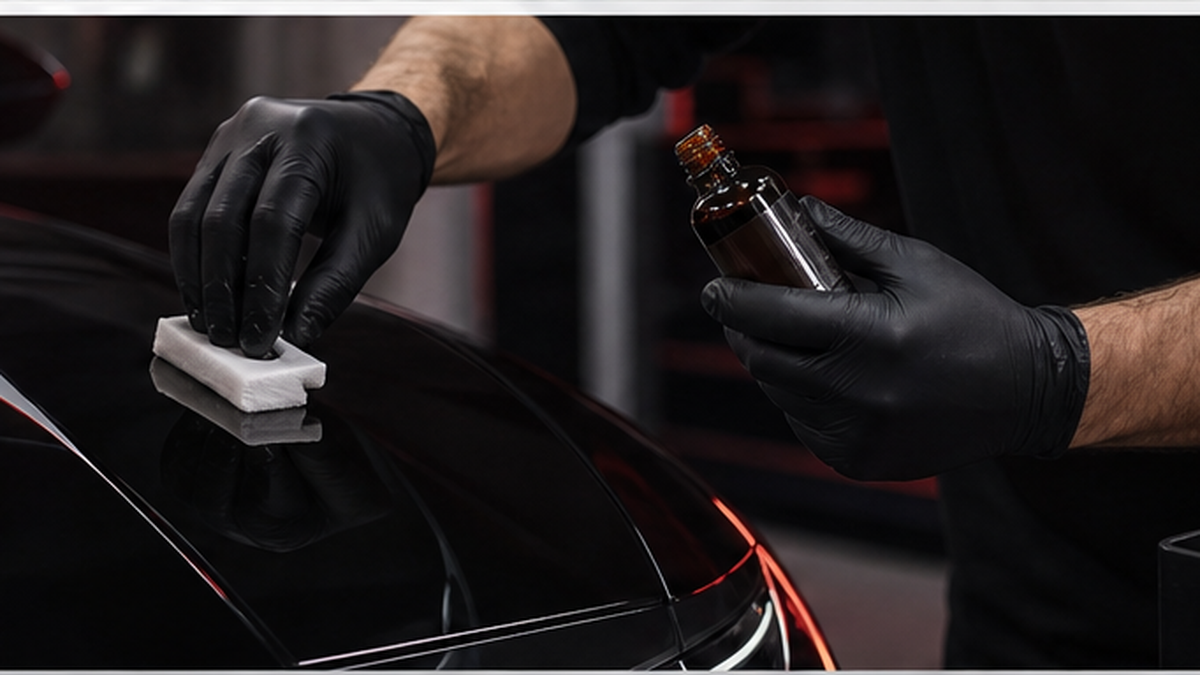 Ceramic coating being applied after paint correction in Fond du Lac WI