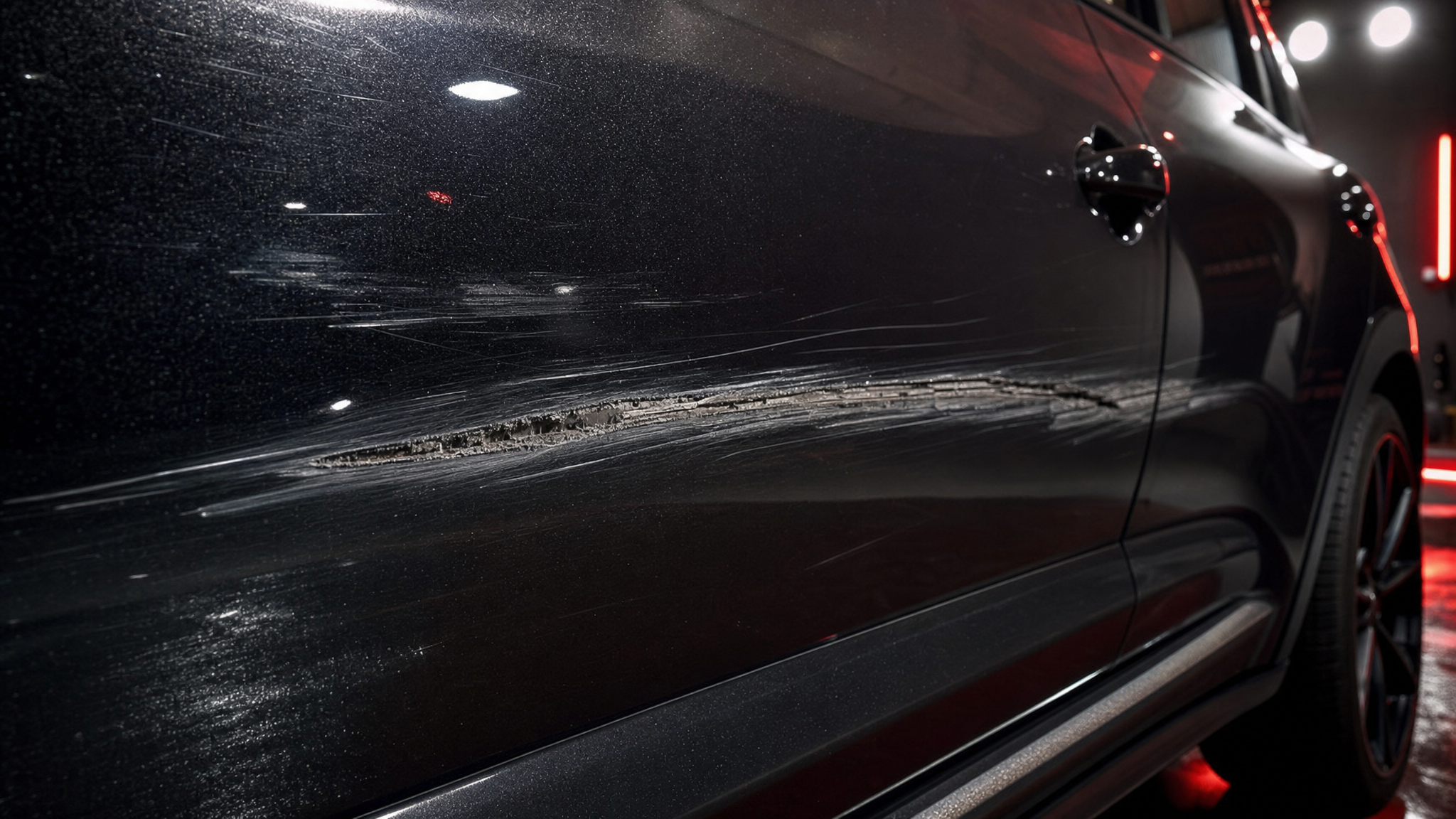 Heavy scratch in the side of a car that may not safely polish out completely